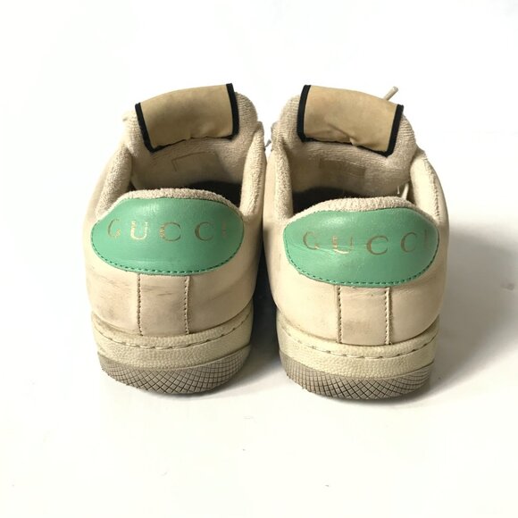 Gucci GG Screener Panelled Leather Trainers Sneakers Womens 36 6 Cream Green - Picture 8 of 11